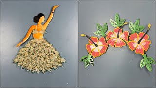 DIY Hawaiian Hula Dancer amp Hibiscus Flower Wall Decor  Easy Cardboard Craft Tutorial [upl. by Reel]