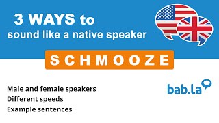 SCHMOOZE pronunciation  Improve your language with babla [upl. by Arita]