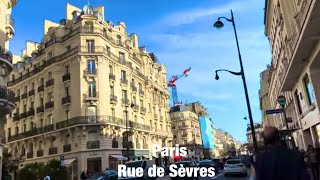 Paris city walks Rue de Sèvres Paris France 4K [upl. by Delp]