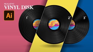 How to Create Vinyl Disk in Three Different Ways Adobe Illustrator Tutorial [upl. by Beberg]