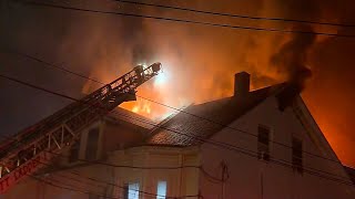 Dozens displaced by multialarm house fire in Everett Massachusetts [upl. by Hilly]