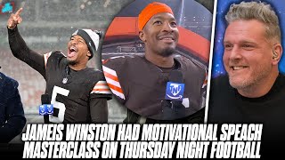 Jameis Winston Put On A Master Class In Goofy Hilarious Speeches vs The Steelers  Pat McAfee Show [upl. by Lilah]