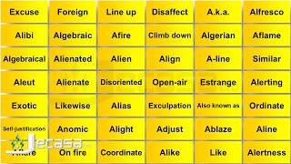 English Vocabulary  Lesson 30  Align Aline Aleut Alight Alienate Alfresco  Synonyms [upl. by Amie]