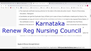 Karnataka  Online Renew Registration with Nursing Council Online [upl. by Enamrahs372]