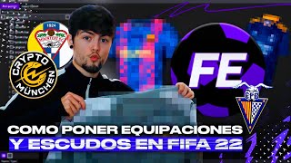 ✅ COMO TENER EQUIPACIONES amp ESCUDOS PROPIOS en MODO CARRERA en FIFA 22  TUTORIAL COMPLETO [upl. by Aiyn]