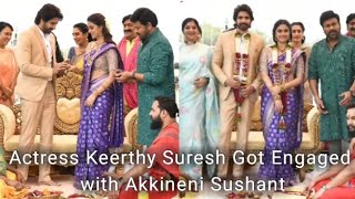 Actress Keerthy Suresh Got Engaged with Akkineni Sushanth  Keerthy Suresh Engagement Photos [upl. by Hortensia293]