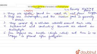 Write four general characters of Thallophyta [upl. by Stambaugh]