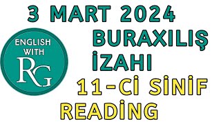 03032024 Buraxılış  İngilis dili  READİNG İzahı 3 Mart 2024 [upl. by Vergil]