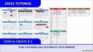 How to Create Excel Calendar for Specific Year with Automatic Date Marker [upl. by Sacha]