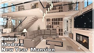 BLOXBURG Modern New Year Winter Mansion interior  full tour Roblox House Build [upl. by Lettie587]