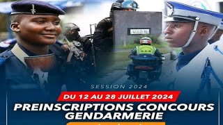 Concours DEntrée A La Gendarmerie 2024  Calendrier amp Conditions de Candidature  Préinscription [upl. by Eiwoh]