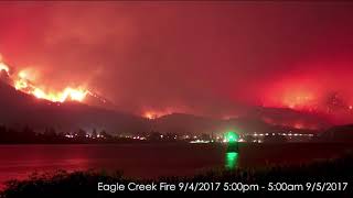 Overnight time lapse of the Eagle Creek fire in Oregon [upl. by Cirek]