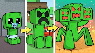 CREEPER EVOLUTION  BABY Creeper to GIANT MUTANT  Minecraft Animation [upl. by Rema401]