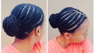 Natural Hair CornrowsampBun Protectivestyle [upl. by Onirefez]