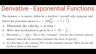 WORD PROBLEM Analyzing Motion Of Skydiver To Find Its Velocity amp Acceleration [upl. by Jacquelin339]