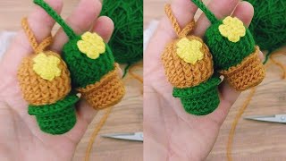 📌🌵 Crochet Mini Cactus Keychain Tutorial step by step crochet crochetkeychain [upl. by Mauve347]