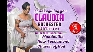 Claudia  Marie  Rochester Thanksgiving at Mandeville New Testament Church of God [upl. by Enamrej]