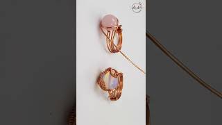 shortsvideo  sea waves Ring with spherical stone  jewelry from copper wire handmade diy craft [upl. by Enamrahs]