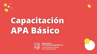 Capacitación de APA Básico [upl. by Zeret219]