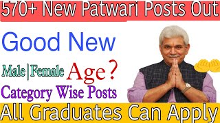 Patwari New Posts Out570Age 2024Apply Now [upl. by Franz]