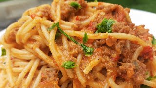 Creamy Minced Meat Spaghetti  Step by Step Recipe [upl. by Hnid]