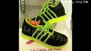 Zapatos tejidos a crochet para hombre PARTE 1 [upl. by Ilesara]