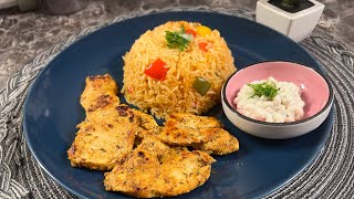 Escalope de poulet marinade simple et délicieuse et riz وصفاتسهلةبسيطةشرائح الدجاج [upl. by Attennod]