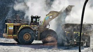 Cat 994F Wheel Loader Loads Mining Material onto Cat 785C Truck [upl. by Kristal]