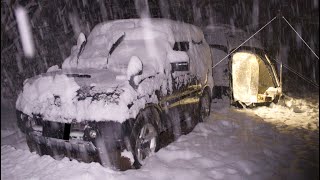 Blizzard Car Camping in a Snow Storm [upl. by Even374]