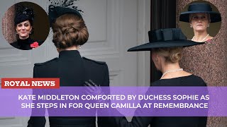 Kate Middleton comforted by Duchess Sophie as she steps in for Queen Camilla at Remembrance [upl. by Nylirej952]