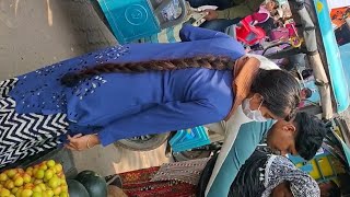 Street longhair folded braid Rapunzel part 2 hairstyles hair haircut bun beauty hairbun [upl. by Nillad711]