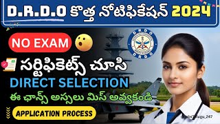 DRDO ASL New Notification 2024  No Exam  Direct Selection  Apply Now jobstelugu247🔥 [upl. by Htbazile976]