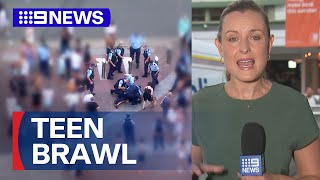 Large group of teens spark brawl in Manly  9 News Australia [upl. by Onihc46]