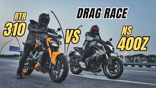 Tvs Apache RTR 310 Vs Bajaj Pulsar Ns400Z Drag Race [upl. by Nodnas]