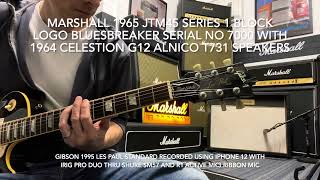 Marshall 1965 JTM45 Series 1 Block Logo Bluesbreaker Serial 7000 with Celestion 1964 T731 Alnico [upl. by Kutzer]