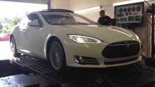 Electric Car  263hp TeslaS Dyno  English Racing [upl. by Lenz]