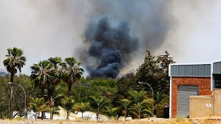 Big fire and smoke behind Upington in South Africa [upl. by Ruford4]