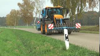 JCB Fastrac 4220 60 kph with Lemken seed drill [upl. by Ettezil]