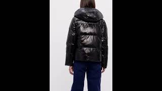 MICHAEL KORS Reversible Hooded Padded Winter Jacket Shiny Glossy Dark Brandy Black Women  Zalando [upl. by Ycnej]