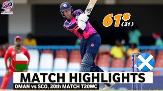 Scotland vs Oman ICC T20 World Cup 2024 Match Highlights  SCO vs OMAN Highlights [upl. by Assirak621]