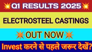 Electrosteel Q1 Result 🔴 Electrosteel Result 🔴 Electrosteel Castings Limited Share Latest News [upl. by Ardnusal]