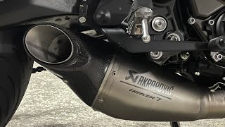 Yamaha Tracer 7 Akrapovic Quickshifter Cold Start and Ride Sound No dbkiller [upl. by Notsag]