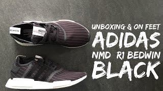 Adidas NMDR1 Bedwin Black  UNBOXING amp ON FEET  fashion shoes  2016  HD [upl. by Aihseuqal]