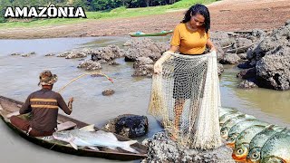 PESCARIA de TARRAFA e Peixe Grande Fizemos uma CALDEIRADA DELICIOSA no MEIO da FLORESTA AMAZÔNICA [upl. by Samale]