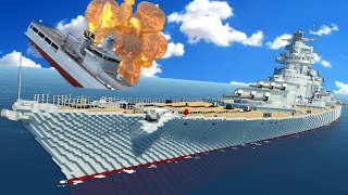 We Used a Battleship to RAM and Sink Ships in Stormworks Multiplayer [upl. by Kcirdehs]