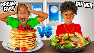 BREAKFAST VS DINNER FOOD CHALLENGE [upl. by Bernetta880]