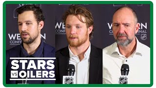 Ty Dellandrea Alex Petrovic Pete DeBoer  Dallas Stars practice interviews 52624 [upl. by Herrick943]