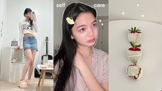 Self Care Vlog Destressing After Uni Finals Skincare Routine for Acne amp Hair Care Routine 🫧 [upl. by Uhile224]