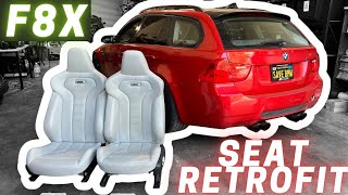 Retrofitting F80 F82 Seats In my E91 M3 Also Works On E90E92E93328i335iM3 [upl. by Hayidah687]