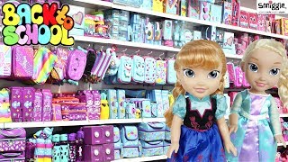 BACK TO SCHOOL SHOPPING  Elsa amp Anna Toddlers  School Supplies FunFunny Kids video [upl. by Aninat676]